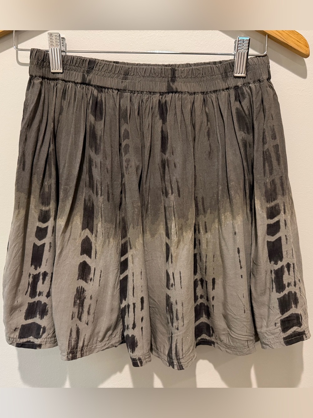 Boho American Eagle Gray Ombré Tie-Dye Circle Twirl Skirt Skort Size Small